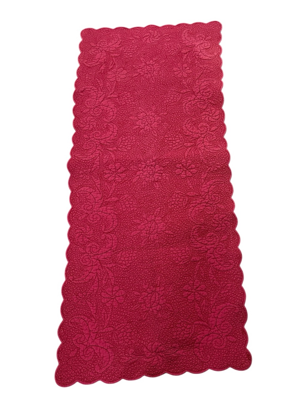 Vintage Hot Pink Floral Scalloped Table Runner